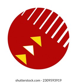 abstract logo icon lines triangles in red circle vector