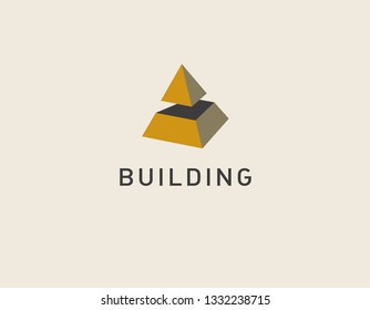 Abstract logo icon pyramid 3d construction