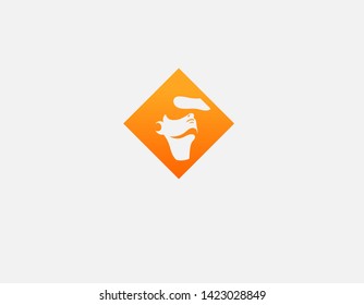 Abstract logo icon rhombus and man in game glasses virtual reality