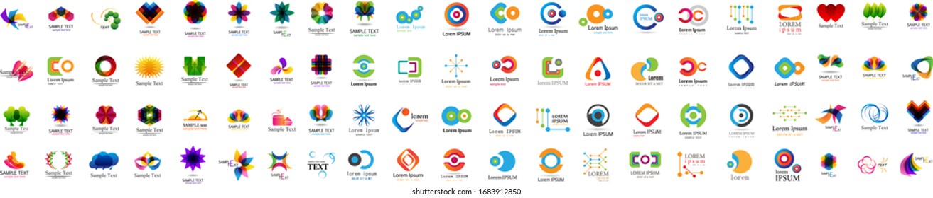 Abstract Logo And Icon Set. Elements Collection Isolated On White - Vector.  