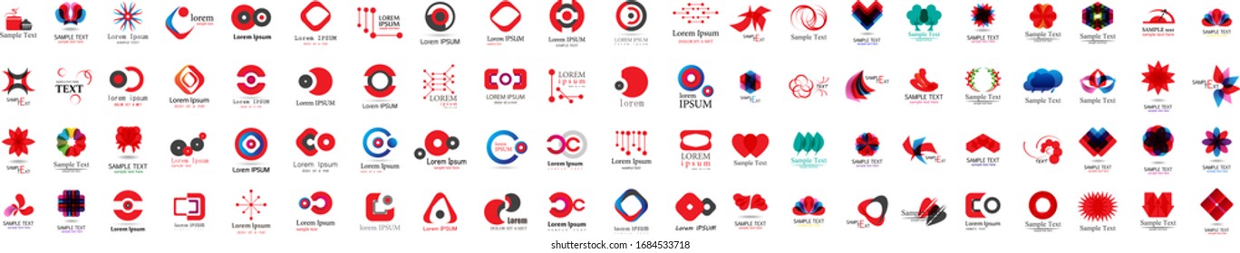 Abstract Logo And Icon Set. Elements Collection Isolated On White - Vector. Flat Icons For Business Template Logo, Square Elements, Website, Business Symbol And Circle Elements. Abstract Medical Logo