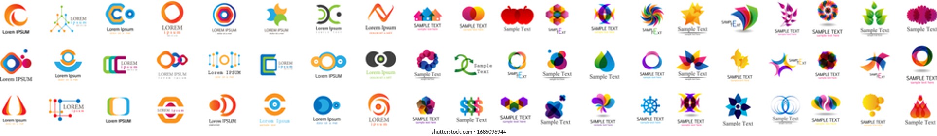 Abstract Logo And Icon Set. Elements Collection Isolated On White - Vector. Flat Icons For Business Template, Square Elements, Website, Business Symbol And Circle Elements. Abstract Medical Logo