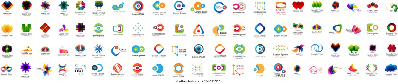 Abstract Logo And Icon Set. Elements Collection Isolated On White - Vector. Flat Icons For Business Template Logo, Square Elements, Website, Business Symbol And Circle Elements. Abstract Medical Logo