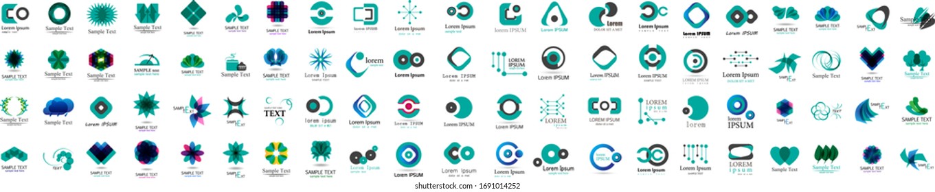 Abstract Logo And Icon Set. Elements Collection Isolated On White - Vector. Flat Icons For Business Template Logo, Square Elements, Website, Business Symbol And Circle Elements. Abstract Medical Logo