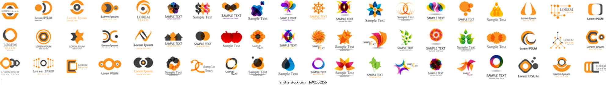 Abstract Logo And Icon Set. Elements Collection Isolated On White - Vector. Flat Icons For Business Template Logo, Square Elements, Website, Business Symbol And Circle Elements. Abstract Medical Logo