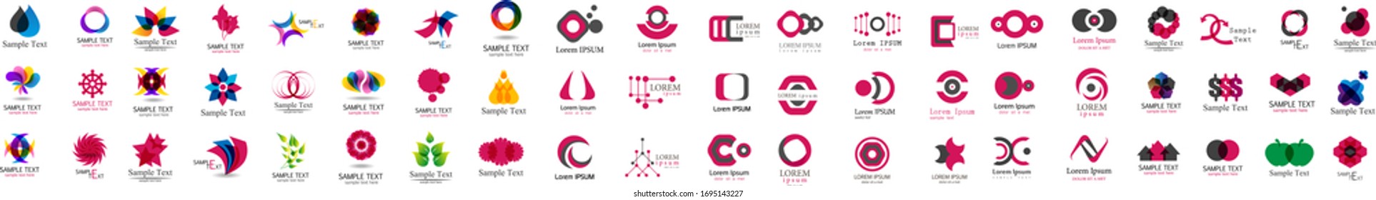 Abstract Logo And Icon Set. Elements Collection Isolated On White - Vector. Flat Icons For Business Template Logo, Square Elements, Website, Business Symbol And Circle Elements. Abstract Medical Logo