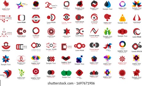 Abstract Logo And Icon Set. Elements Collection Isolated On White - Vector. Flat Icons For Business Template Logo, Square Elements, Website, Business Symbol And Circle Elements. Abstract Medical Logo