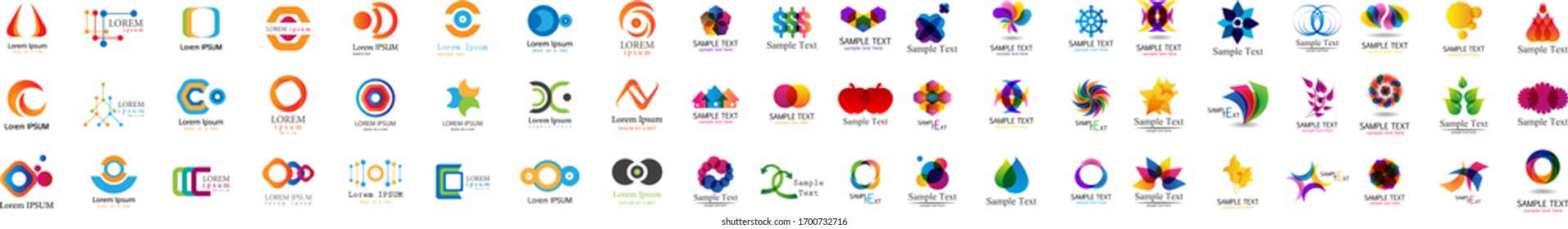 Abstract Logo And Icon Set. Elements Collection Isolated On White - Vector. Flat Icons For Business Template Logo, Square Elements, Website, Business Symbol And Circle Elements. Abstract Medical Logo