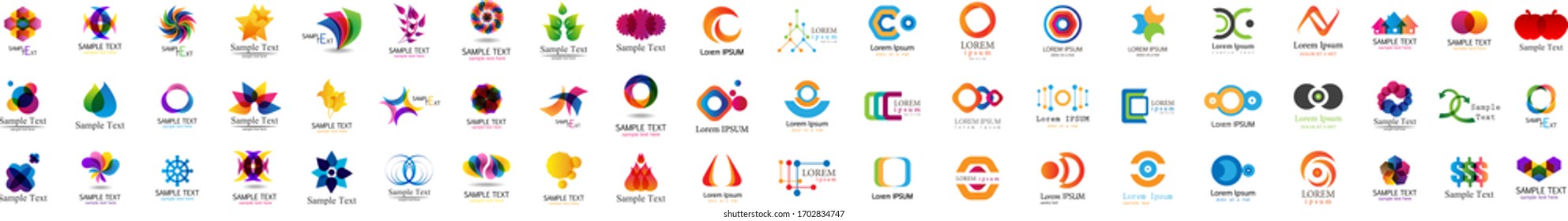 Abstract Logo And Icon Set. Elements Collection Isolated On White - Vector.  