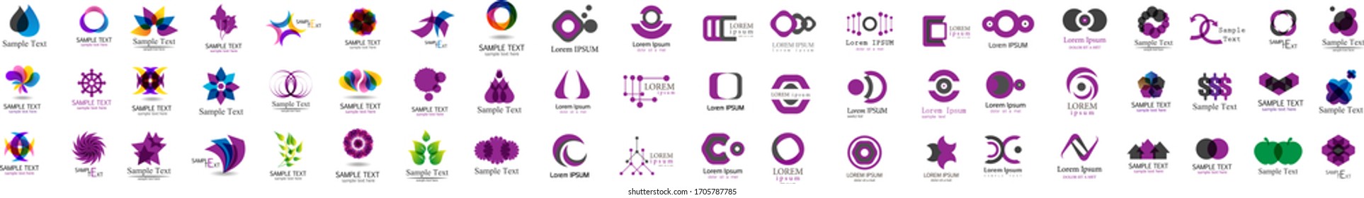 Abstract Logo And Icon Set. Elements Collection Isolated On White - Vector. Flat Icons For Business Template Logo, Square Elements, Website, Business Symbol And Circle Elements. Abstract Medical Logo