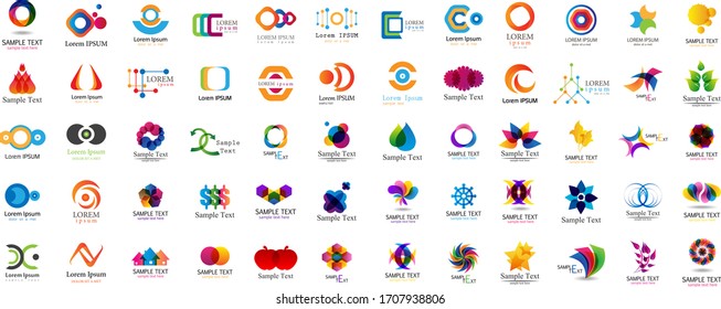 Abstract Logo And Icon Set. Elements Collection Isolated On White - Vector. Flat Icons For Business Template Logo, Square Elements, Website, Business Symbol And Circle Elements. Abstract Medical Logo