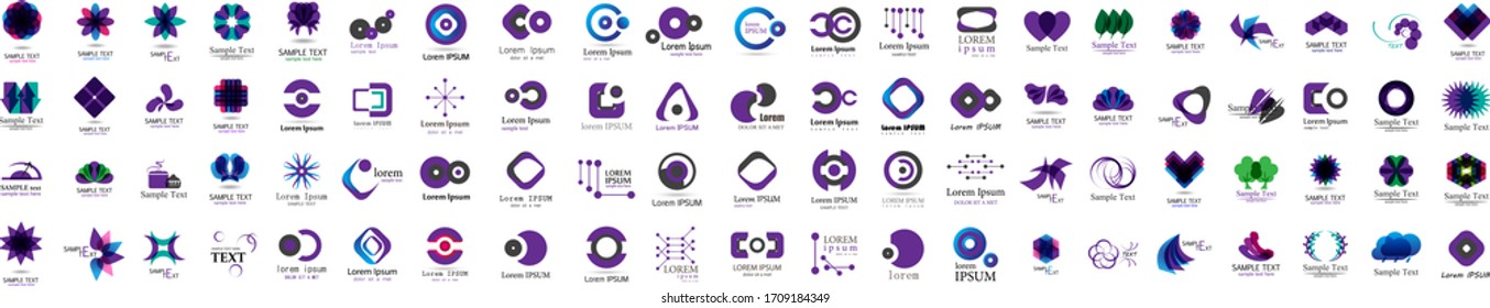 Abstract Logo And Icon Set. Elements Collection Isolated On White - Vector. Flat Icons For Business Template Logo, Square Elements, Website, Business Symbol And Circle Elements. Abstract Medical Logo