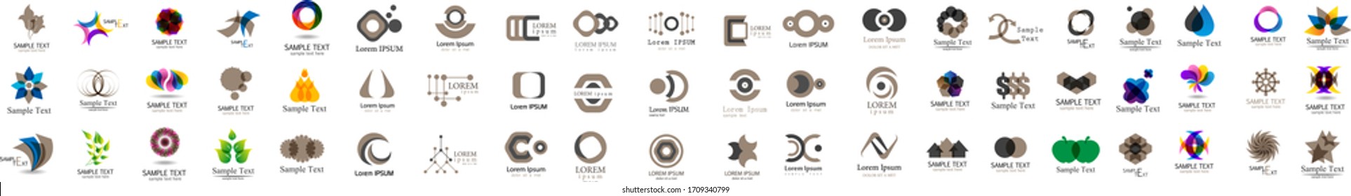 Abstract Logo And Icon Set. Elements Collection Isolated On White - Vector. Flat Icons For Business Template Logo, Square Elements, Website, Business Symbol And Circle Elements. Abstract Medical Logo