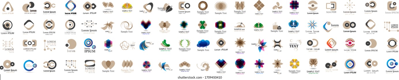 Abstract Logo And Icon Set. Elements Collection Isolated On White - Vector. Flat Icons For Business Template Logo, Square Elements, Website, Business Symbol And Circle Elements. Abstract Medical Logo - Shutterstock ID 1709450410