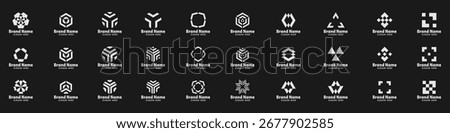 Abstract Logo And Icon Set. Flat Icons For Business Template Logo, Square Elements, Website, Business Symbol And Circle Elements. vector illustration