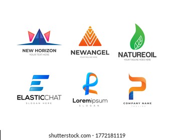 Conjunto de iconos de logotipo abstracto con elemento de diseño reutilizable