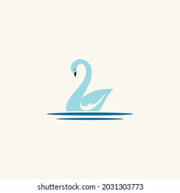 abstract logo icon swan in colorful lake
