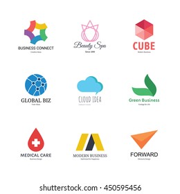 abstract logo icons design, vector minimal for business identity, isolated on white background