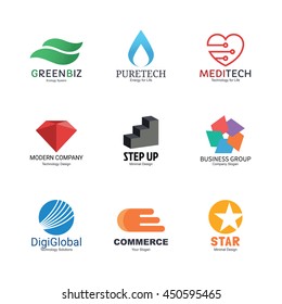 abstract logo icons design, vector minimal for business identity, isolated on white background