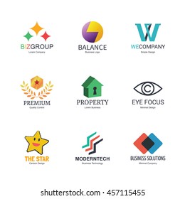 abstract logo icons design, vector minimal elements for business identity, isolated on white background
