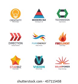 abstract logo icons design, vector minimal elements for business identity, isolated on white background