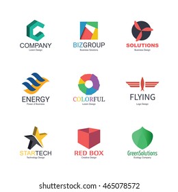 abstract logo icons design, vector minimal elements for business identity, isolated on white background