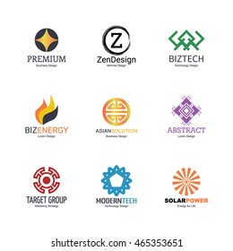 abstract logo icons design, vector minimal elements for business identity, isolated on white background