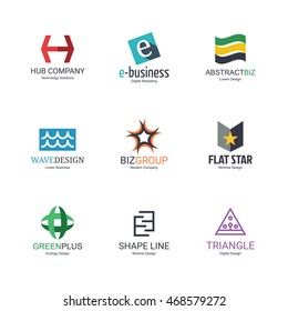 abstract logo icons design, vector minimal elements for business identity, isolated on white background