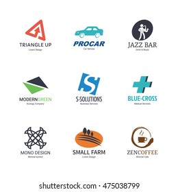 abstract logo icons design, vector minimal elements for business identity, isolated on white background