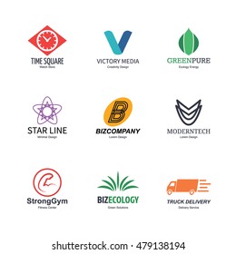 abstract logo icons design, vector minimal elements for business identity, isolated on white background