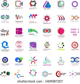 Abstract Logo Icons Set - Isolated On White Background - Vector Illustration. Collection Of Flat Icon, Logo Template, Business Sign, Website, Medical Symbol And Element Design. Abstract Modern Concept