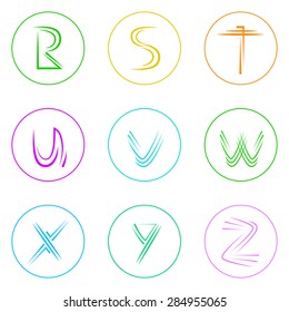 Abstract Logo Icons Set Thin Line Simple Colorful Collection Minimalistic Style Web Logotypes