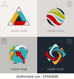 Abstract logo Icons Set and Vector Illustration, Business, Globe, Web, Info Symbols. "Lorem Ipsum". Graphic Design Editable For Your Design.