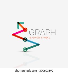 Abstract logo idea, linear chart or graph  business icon. Creative vector logotype design template