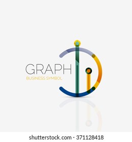 Abstract logo idea, linear chart or graph  business icon. Creative vector logotype design template