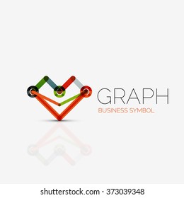 Abstract logo idea, linear chart or graph  business icon. Creative vector logotype design template