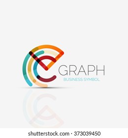 Abstract logo idea, linear chart or graph  business icon. Creative vector logotype design template