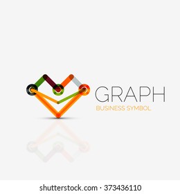 Abstract logo idea, linear chart or graph  business icon. Creative vector logotype design template