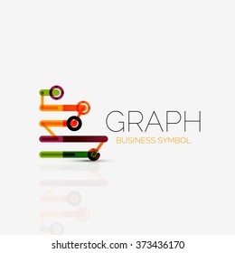 Abstract logo idea, linear chart or graph  business icon. Creative vector logotype design template