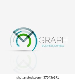 Abstract logo idea, linear chart or graph  business icon. Creative vector logotype design template