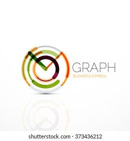 Abstract logo idea, linear chart or graph  business icon. Creative vector logotype design template