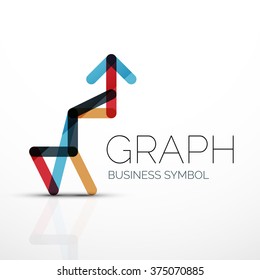 Abstract logo idea, linear chart or graph  business icon. Creative vector logotype design template
