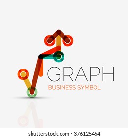 Abstract logo idea, linear chart or graph  business icon. Creative vector logotype design template