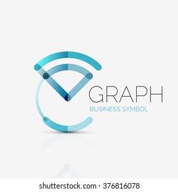 Abstract logo idea, linear chart or graph  business icon. Creative vector logotype design template