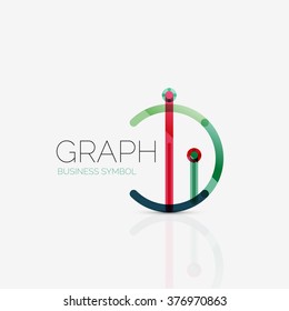 Abstract logo idea, linear chart or graph  business icon. Creative vector logotype design template