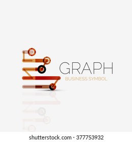 Abstract logo idea, linear chart or graph  business icon. Creative vector logotype design template