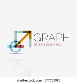 Abstract logo idea, linear chart or graph  business icon. Creative vector logotype design template