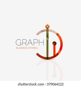 Abstract logo idea, linear chart or graph  business icon. Creative vector logotype design template
