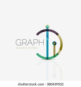 Abstract logo idea, linear chart or graph  business icon. Creative vector logotype design template