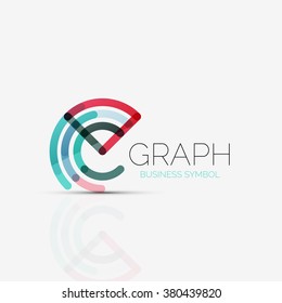 Abstract logo idea, linear chart or graph  business icon. Creative vector logotype design template